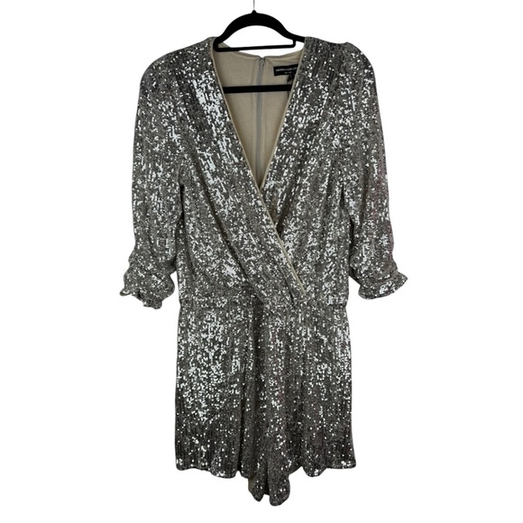 NEW GENERATION LOVE ALLEGRA SEQUIN JUMPSUIT 3/4 SLEEVE SHORTS SZ L - Picture 4 of 11